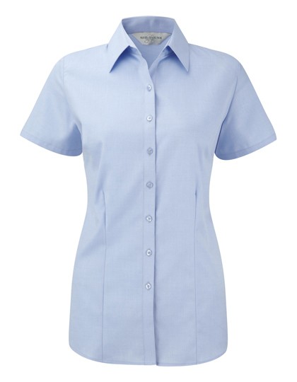 Ladies` Short Sleeve Tailored Herringbone Shirt